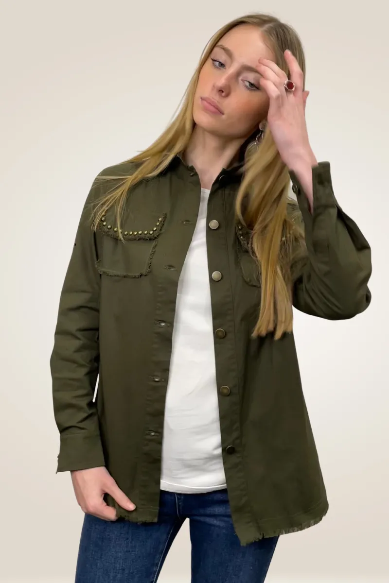 Studded Bee Military Shirt By Pixi Carinval