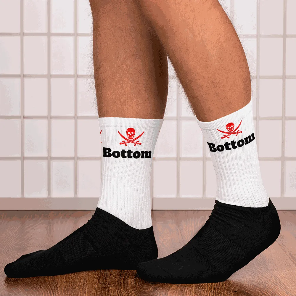 Treasure Island Media Jolly Roger Crew Socks - "Bottom" - White