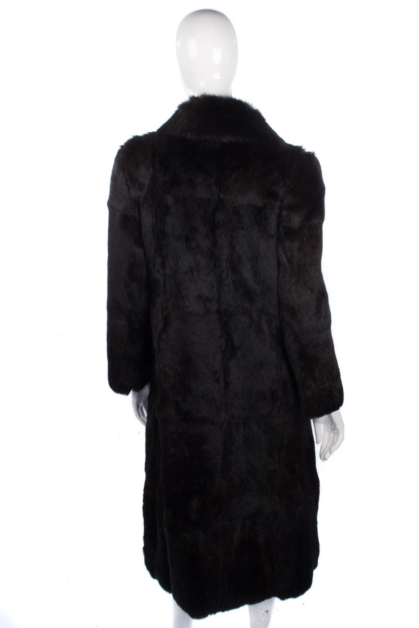 Vintage full length rabbit fur coat, very dark colour