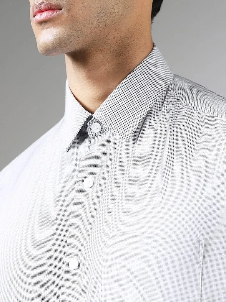 WES Formals Light Grey Relaxed-Fit Dobby Shirt