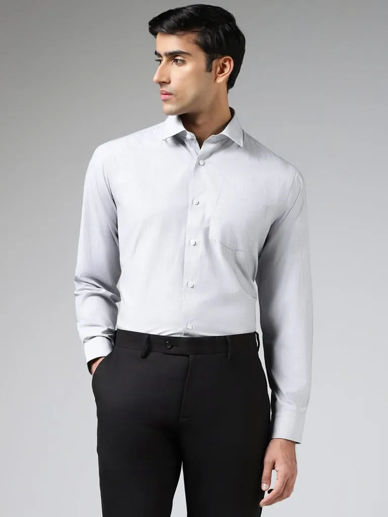 WES Formals Light Grey Relaxed-Fit Dobby Shirt