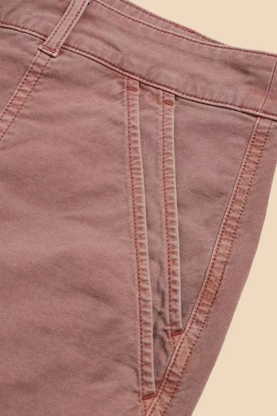 White Stuff Twister Organic Chino Trousers in Dusty Pink