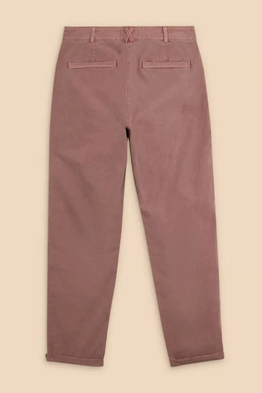 White Stuff Twister Organic Chino Trousers in Dusty Pink