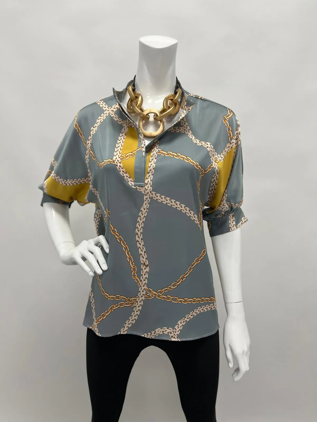 Women's Silky Pull-Over Tunic Chain Print Blouse | LIOR