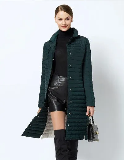 Women's Spring Windproof Cotton-Padded Quilted Long Coat