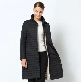 Women's Spring Windproof Cotton-Padded Quilted Long Coat