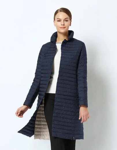 Women's Spring Windproof Cotton-Padded Quilted Long Coat