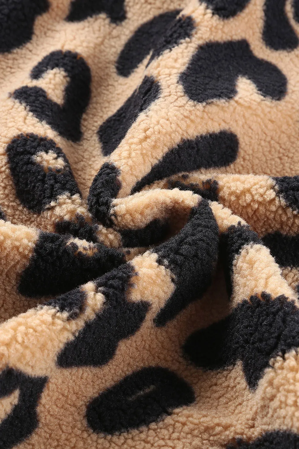 Women's Winter Coat Leopard Contrast Oversized Teddy Shacket