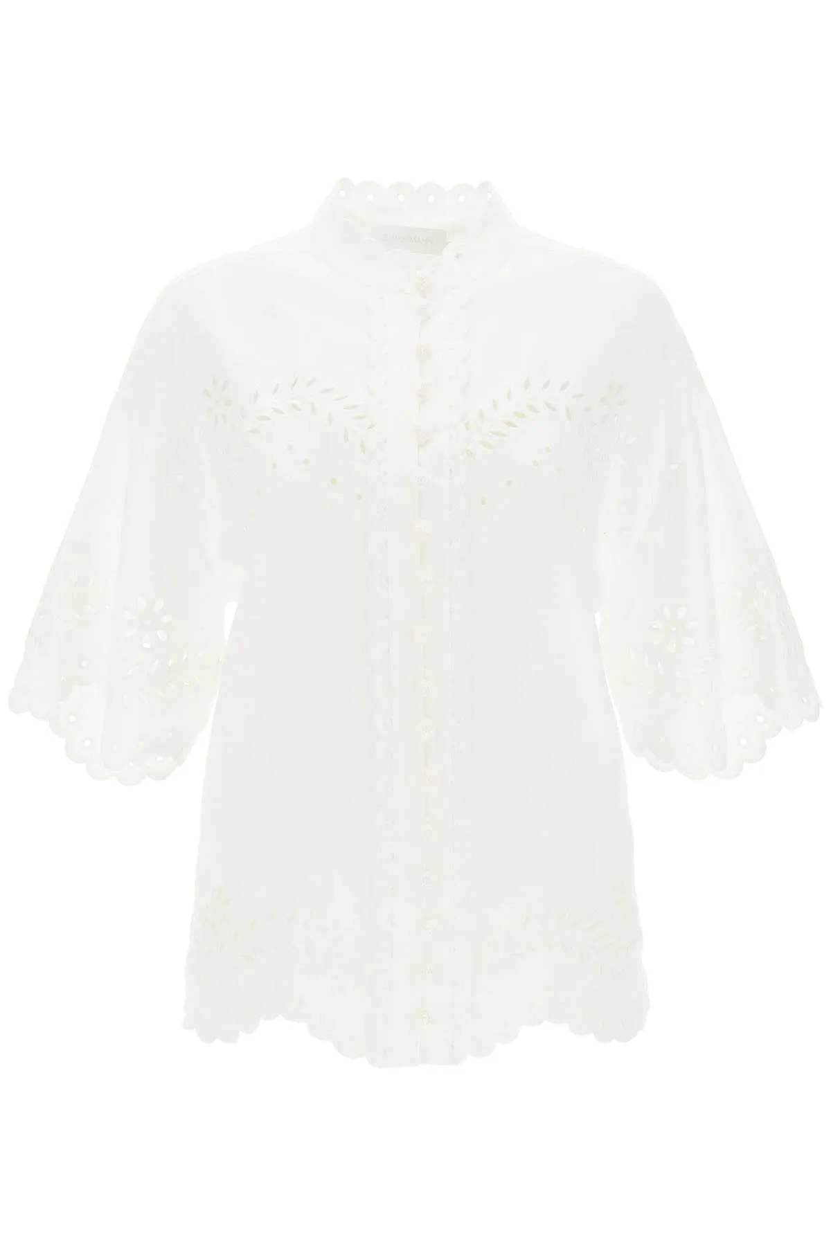 Zimmermann junie tunic shirt with cutwork embroideries