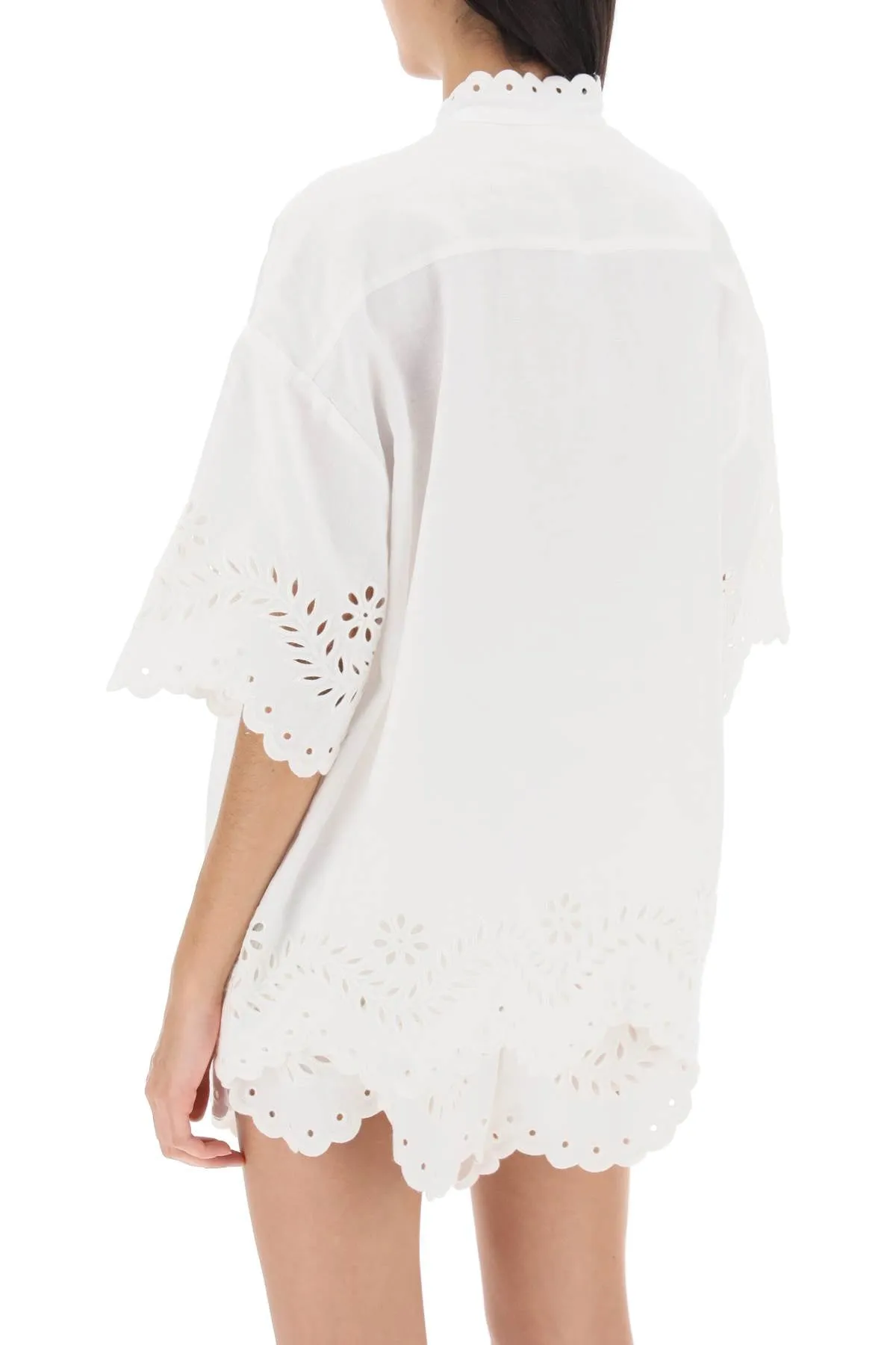 Zimmermann junie tunic shirt with cutwork embroideries